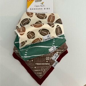 Copper Pearl Football Bandana Bibs Set - Cream, Green, Brown, and Red